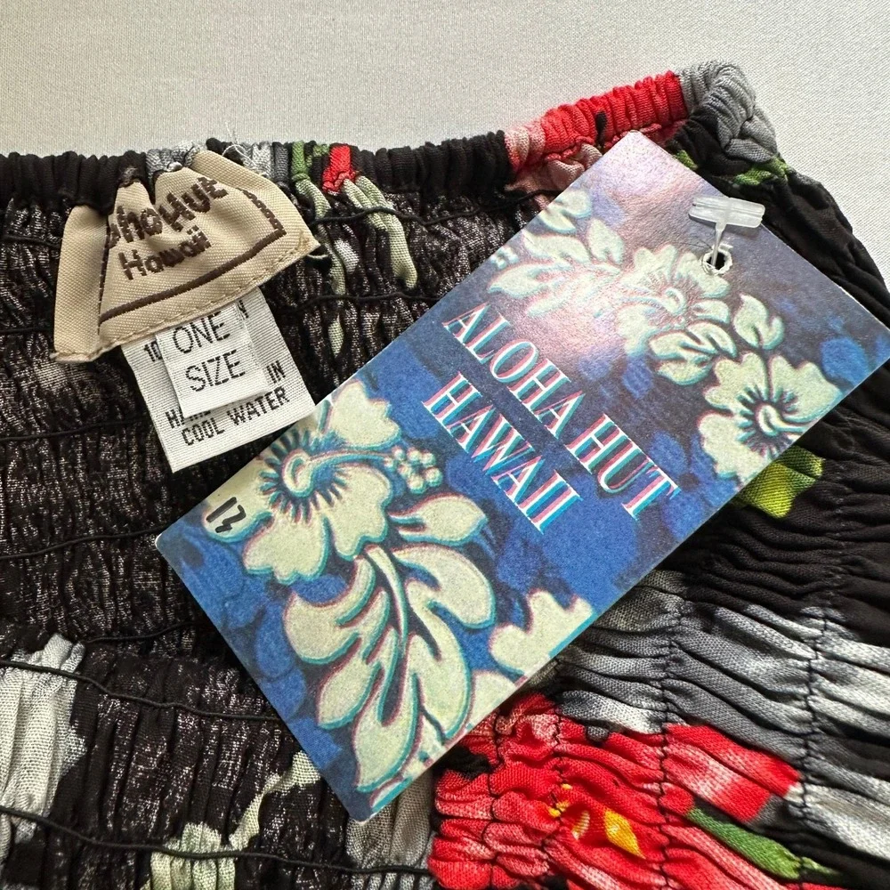 NWT Aloha Hut Hawaii Skirt One Size Smocked Waist Tropical Resortwear Tropical